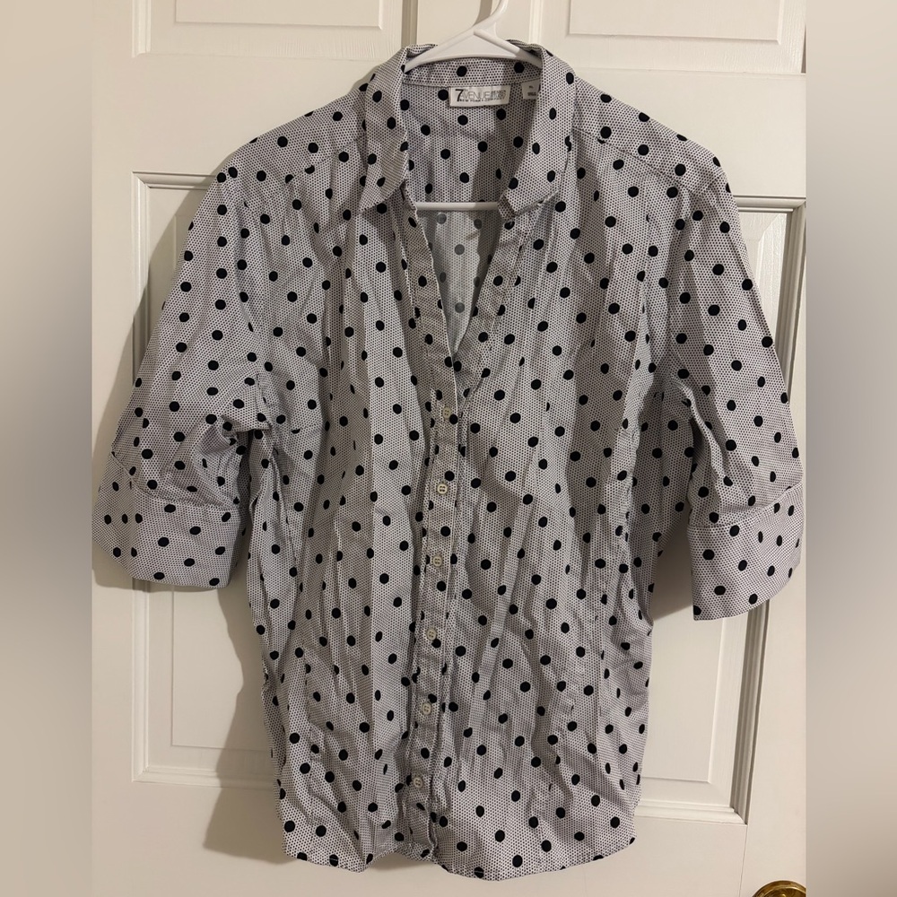 7Th Avenue Black Polka Dot Shirt